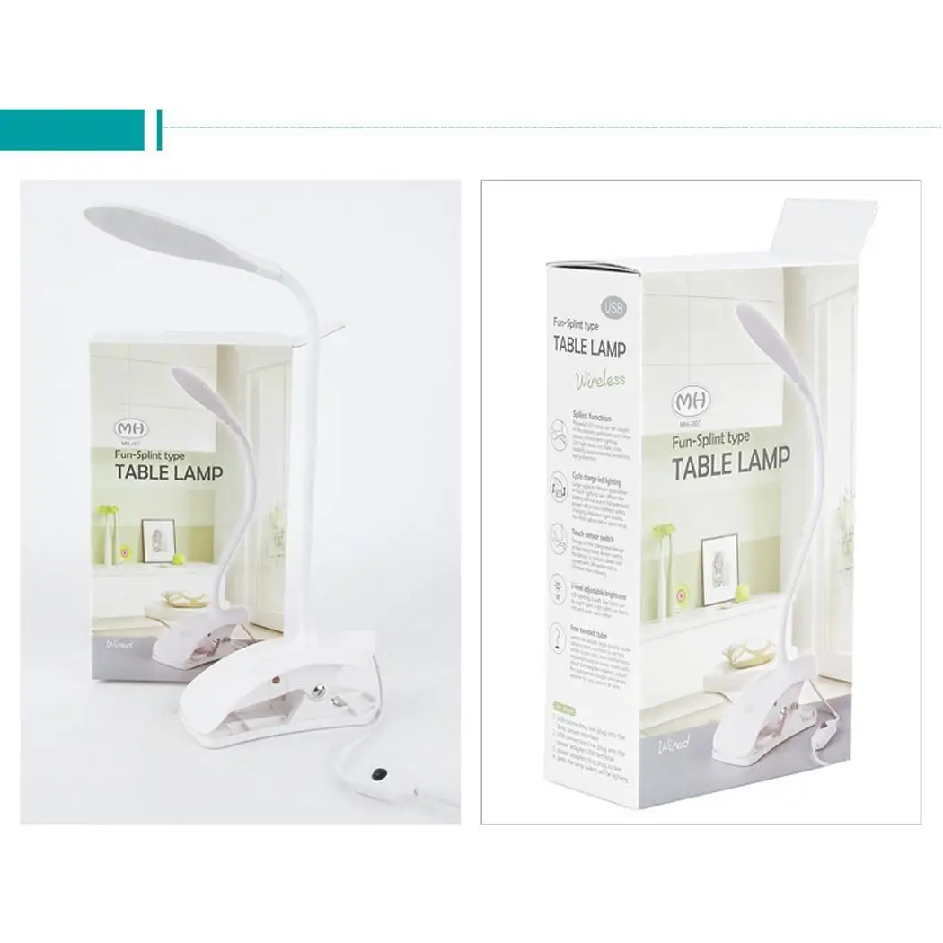 Светодиодная лампа для чтения с зажимом и защитой глаз 14 настольная 600Lx спальни