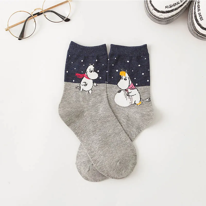 Модные короткие носки женские Харадзюку С Рисунком бегемота хипстерские забавные носки до лодыжки для скейтборда