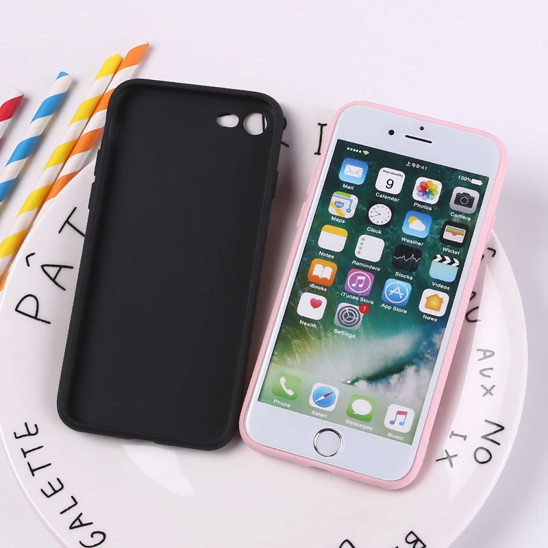 Милый розовый черный модный мягкий силиконовый матовый чехол Fundas для iPhone 12 11 Pro Max