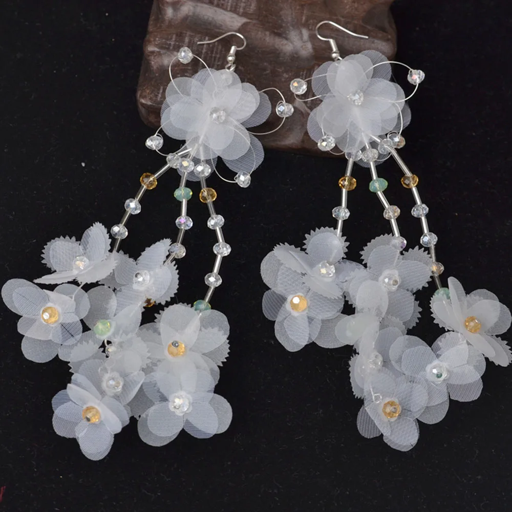 MQUPIN Новая мода корейский стиль бабочка цветок женские серьги Многослойные