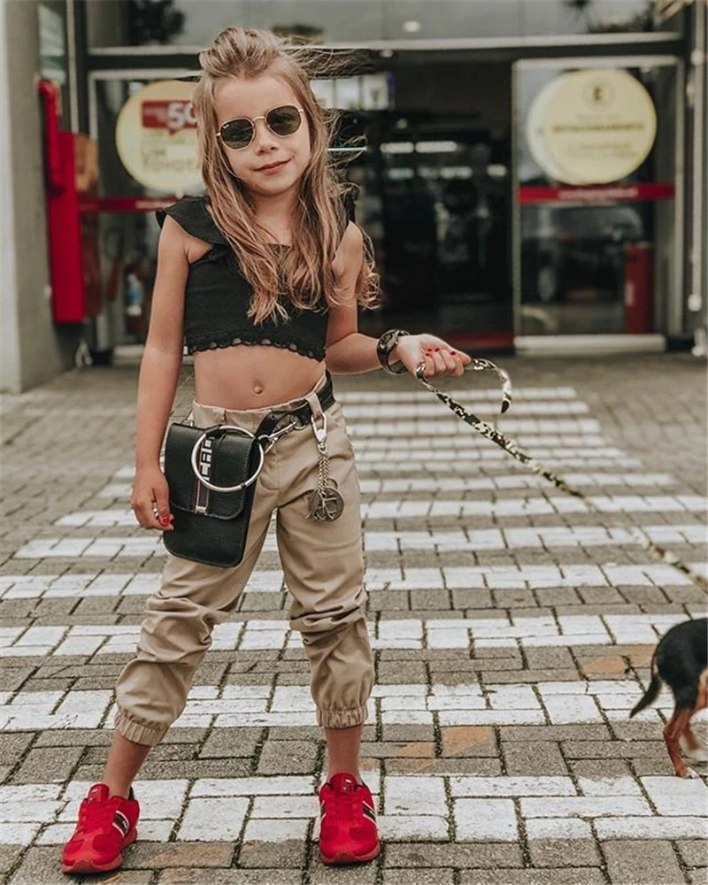 2 шт. футболка и штаны для девочек без рукавов|Комплекты одежды девочек| |