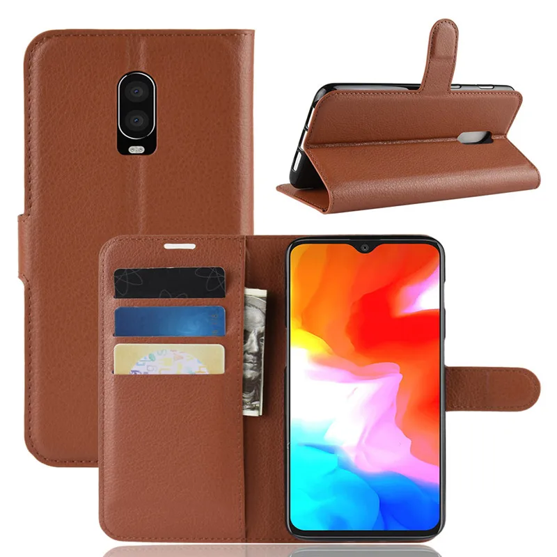 Для Oneplus 6 T бумажник флип кожаный стоячий кейс держатель TPU чехол для телефон