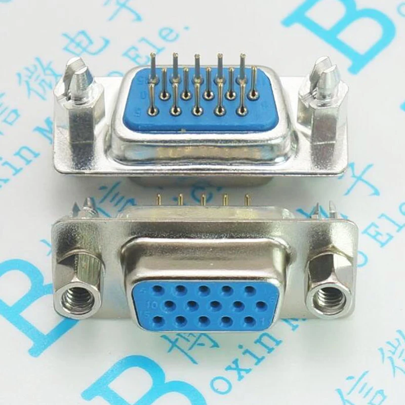 DB15/VGA Женский жгут с фиксированной ножкой и винтами/заклепками вилка DP15 три ряда 15