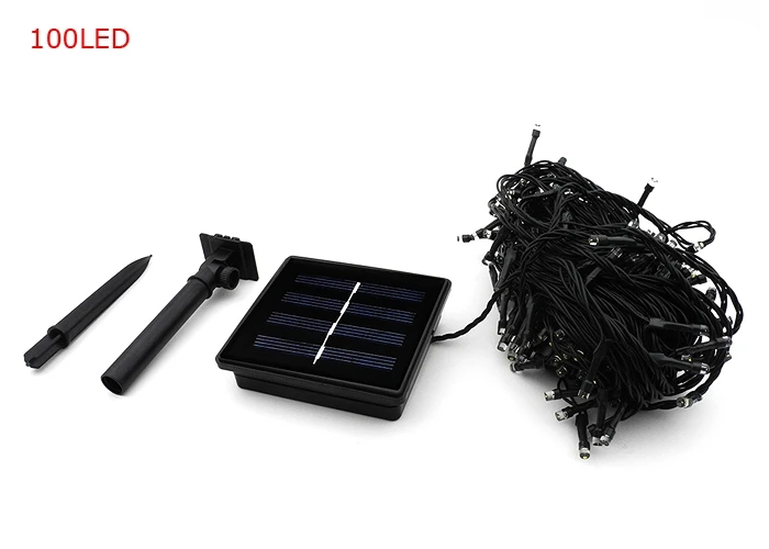100 200 LED Солнечная энергия светодиодная гирлянда лампочки уличные сады