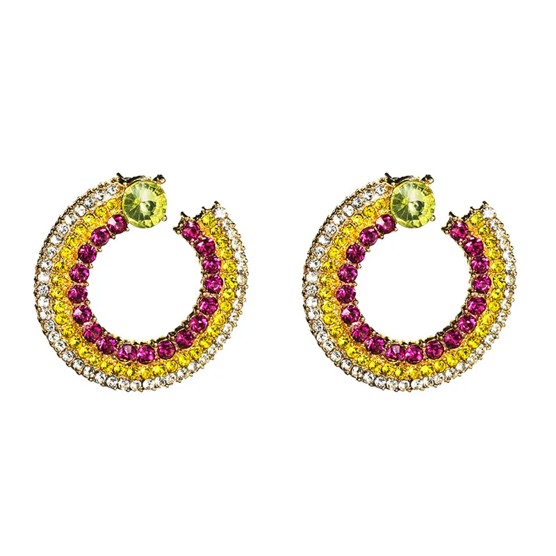 LUBOV модные круглые серьги гвоздики с кристаллами и камнями геометрической формы