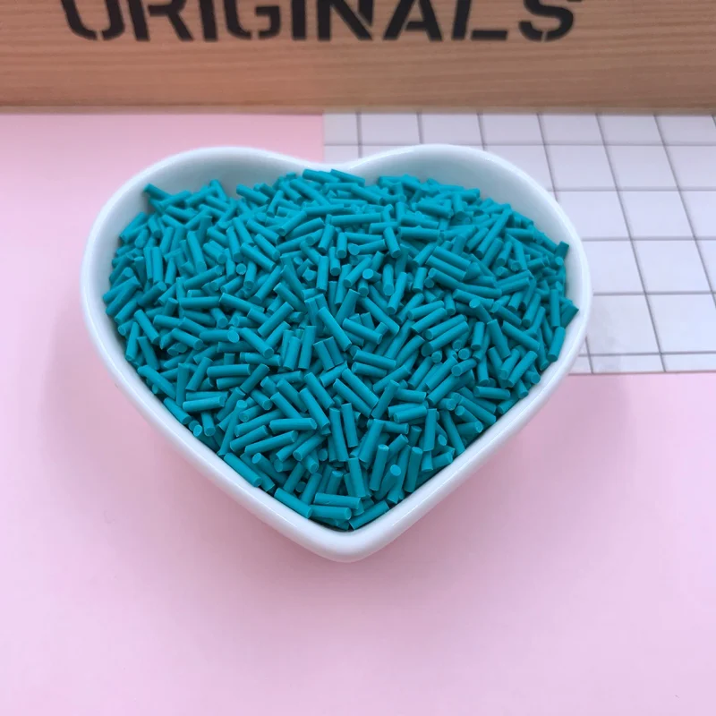 long teal Октября посыпать! 100 г/лот, самый популярный товар, большой размер, цветная глина для рукоделия, украшения для телефона, DIY(около 5-6 мм - Цвет: long teal