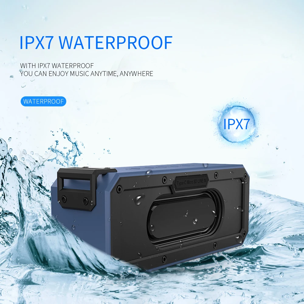 Bluetooth Колонка IP7X высокой мощности 40 Вт водонепроницаемая Портативная колонка с