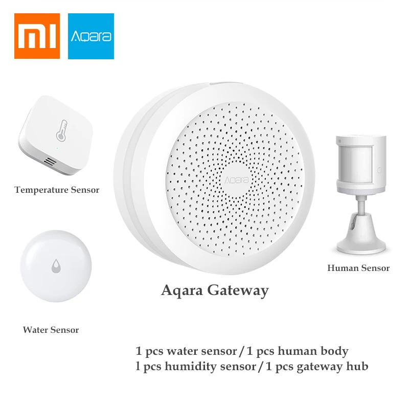 4IN1 Xiaomi Aqara дверной датчик движения Aqara шлюз концентратор настенный беспроводной переключатель датчик воды датчик температуры и влажности домашний комплект - Цвет: 4IN1