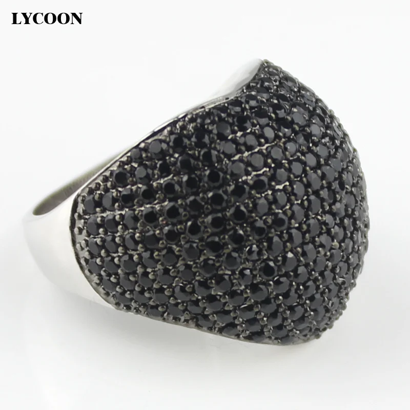 LYCOON новое модное кольцо в форме сердца роскошное блестящее черное CZ с кубическим