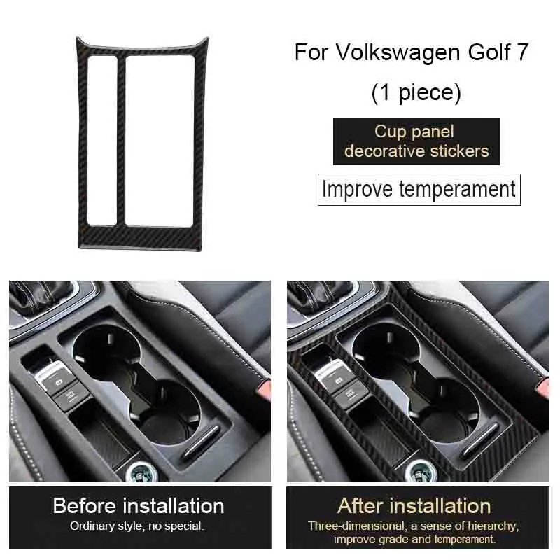 Наклейки из углеродного волокна на водную чашку для Volkswagen VW Golf 7 GTI R GTE GTD MK7 2013-16 LHD аксессуары для стайлинга автомобилей - Название цвета: Cup Panel