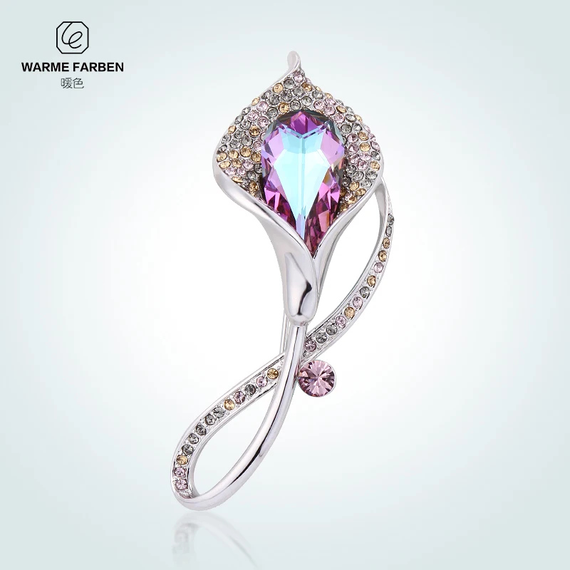 Warme Farben Кристалл от Swarovski Броши для женщин богемные цветы в форме брошь костюм шарфы Заколки ювелирные аксессуары