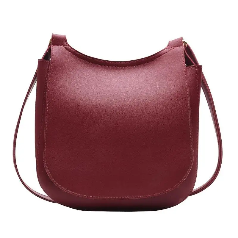 Красный Women Fashion Wide Solid Color Shoulder Handbags Female Simple PU Leather Women Large Capacity Pure Color Flap Crossbody Bags - Цвет: Красный