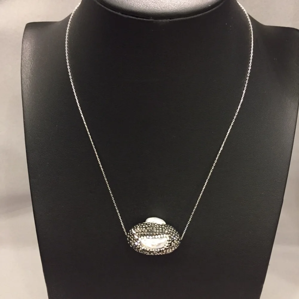 jewelry set necklace and earring natural fresh water pearl pendant drop fashion women |