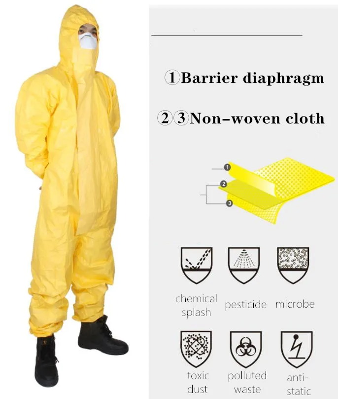 DuPont C Type 3 High Concentration Chemical Protective Clothing Strong Acid Alkali Pesticide Paint Toxic Dust Safety Work Suit