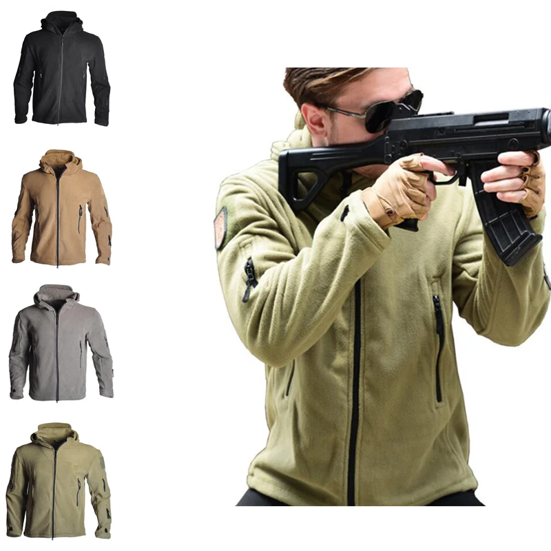 

Men Outdoor Hiking Camping Windbreaker Thermal Jacket Tactical Hunting Sport Clothes Softshell Tactical Fleece Lining Jacket