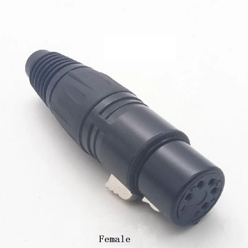 XLR 5 контактный Штекерный гнездовой разъем черный для аудио микрофона xlr