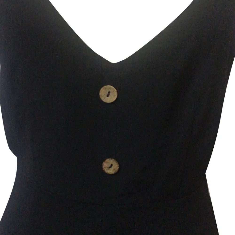 Женский Повседневный пляжный комбинезон черного цвета с v образным вырезом без