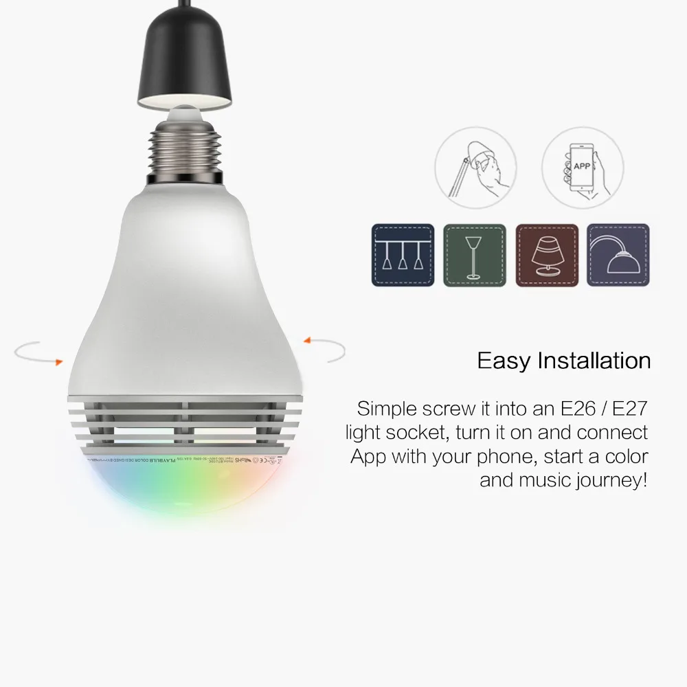 mipow Playbulb, Bluetooth, умные регулируемые светодиодные лампы с громкоговорителем, изменяет цвет, подсветка романтической вечеринки, фонари на E26 E27 3 Вт