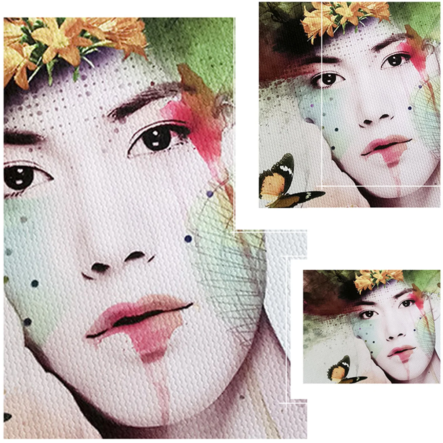 Скандинавская акварель растения зеленые листья холст живопись минимализм и