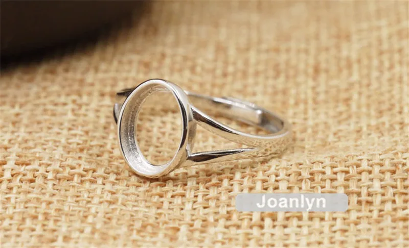 Joanlyn кольцо база для 8x10 мм Овальные Кабошоны покрытые белым золотом 925 Серебряное регулируемое кольцо пустой JZ331
