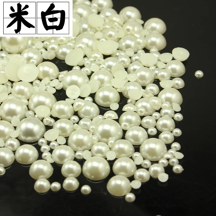 5 мм бежевый жемчуг качество Половина плоской подошве ABS для DIY мобильных