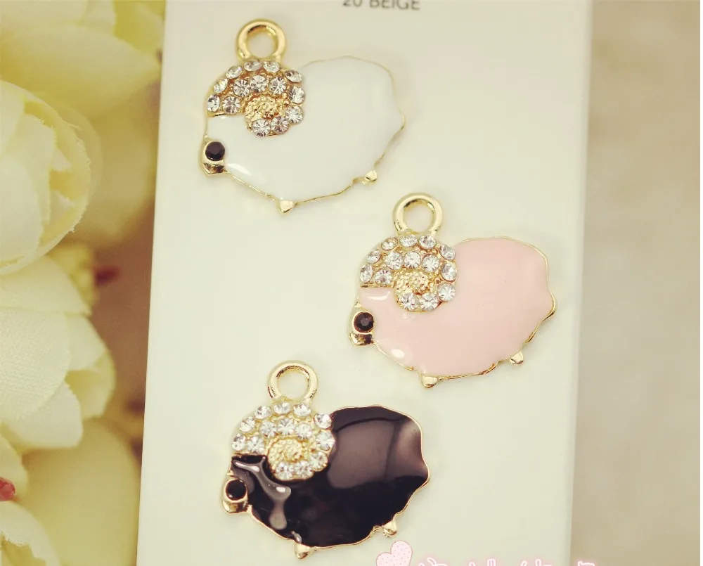 

30pcs/lot hoggerel pendant size 19*17mm sheep alloy enamel Charm DIY accessories of necklace bracelet headdress