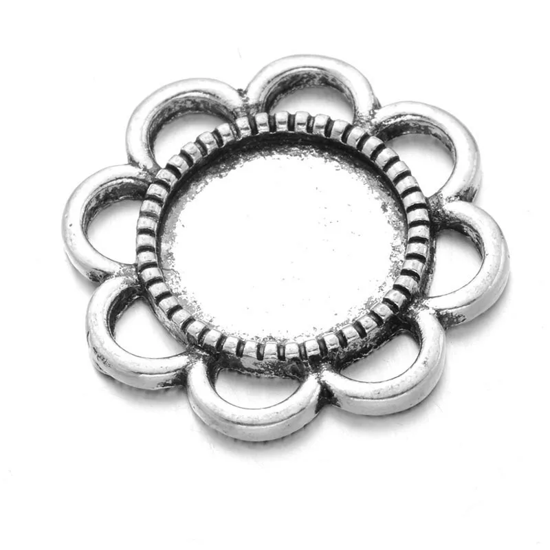 10 шт./лот 12 мм Круглые Цветочные кружевные Подвески рамки подходят для