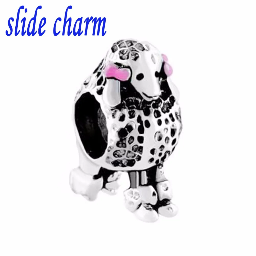 

slide charm Free shipping pet sheepdog animal beads fit Pandora charm bracelet mother lover Christmas gift