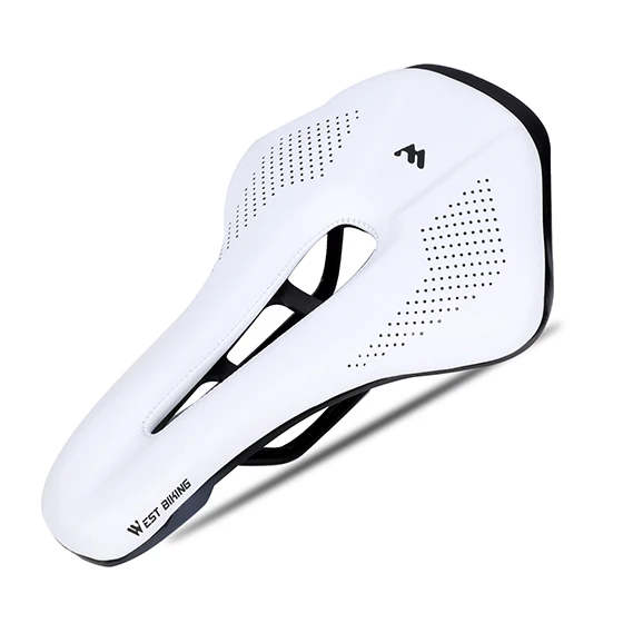 A Style White WEST BIKING велосипедное седло из искусственной кожи MTB шоссейное Велосипедное переднее сиденье велосипедное седло для мужских дышащих полых подушек велосипедное седло - Цвет: A Style White