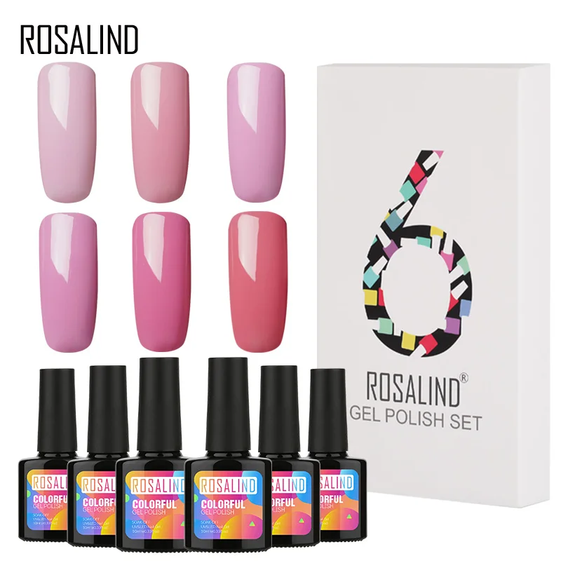 (6 шт./лот) Набор лаков для ногтей ROSALIND 10 мл маникюра Vernis полуперманентные чистые