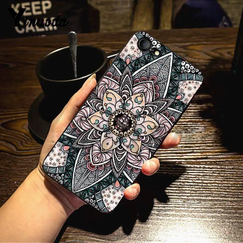 Yinuoda для iphone 7 6 X Чехол Мандала солнце цветок дурмана Ретро Флора Замечательный чехол для телефона для iphone 7X6 6S 8 Plus XS XR XSMAX