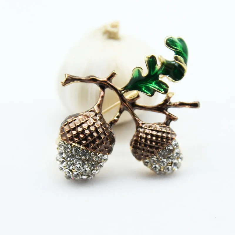 Винтажная брошка RHao с коричневой эмалировкой и кристаллами Pinecone винтажная из
