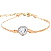 gold color stellux austrian crystal heart charm bracelet for women wedding jewelry