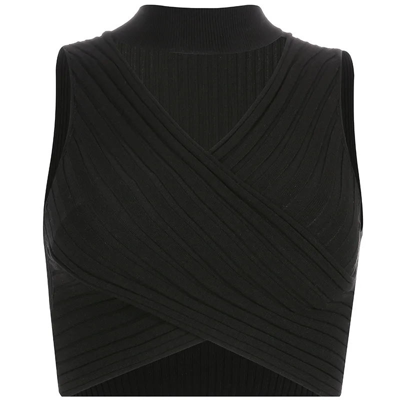 Ursohot Лето халер Bodycon сексуальный укороченный Топ для женщин бандажный полый v