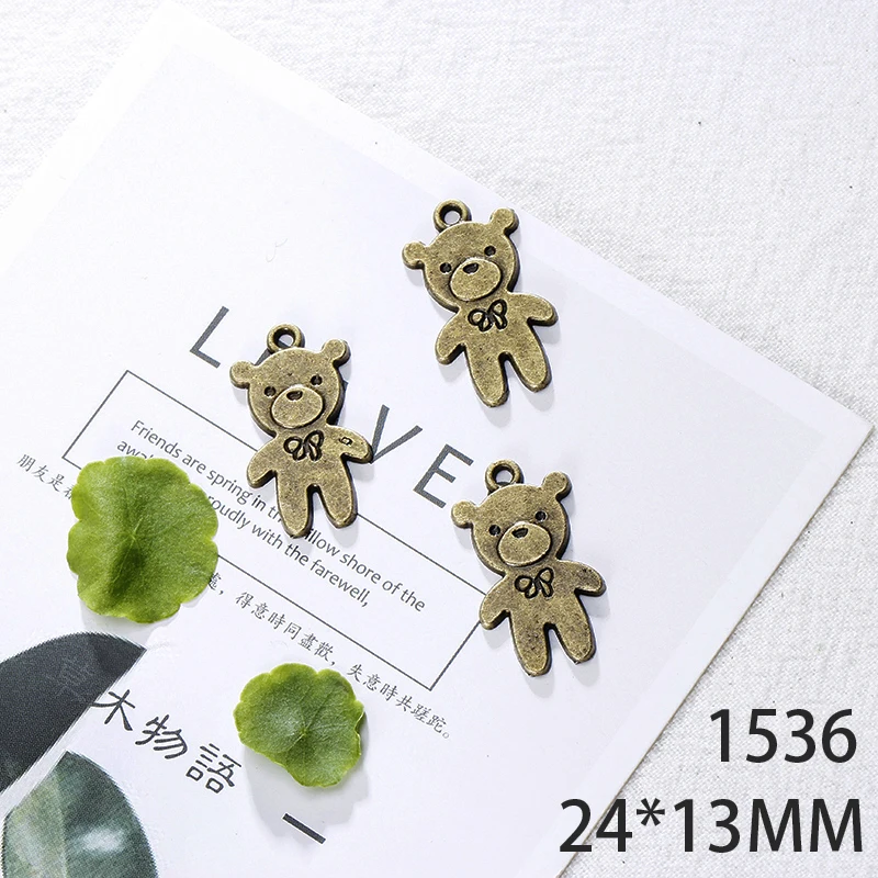 

24*13mm 10pcs Bear Alloy Pendant For Diy Jewelry Making 2 Colors Antique Silver Antique Bronze No.1536