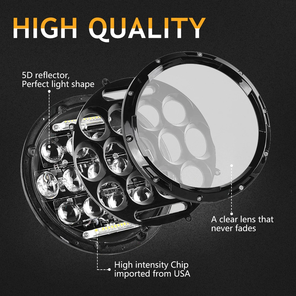 CO светильник 7 &quotдюймовый круглый светодиодный s 5D RGB DRL Led Hi/Lo луч поворота
