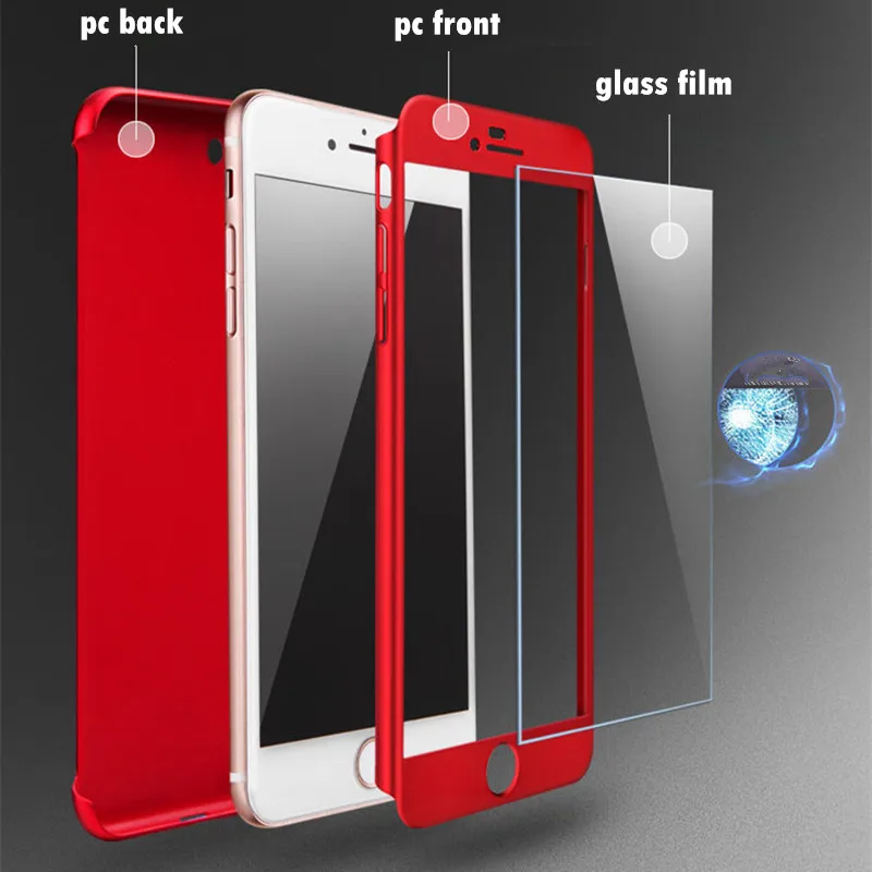 Luxury 360 Full Protection Phone Case For iPhone 6 6s Xs Max XR X Coque Case For iPhone 6 12 7 8 Plus Case 5 5S 11 Cover Glass