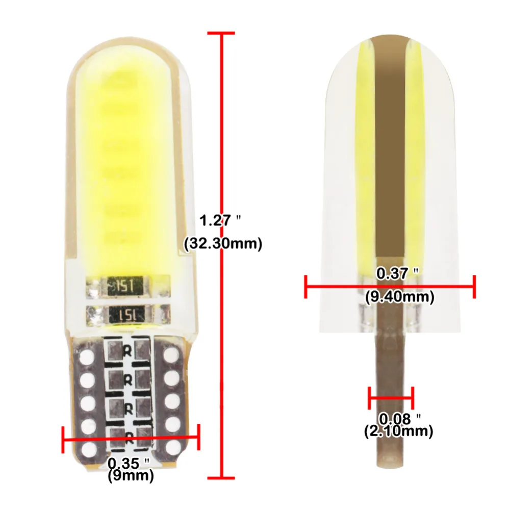 1 шт. t10 w5w Светодиодная лампа canbus 12v 5w Супер белый интерьер led cob светильник для