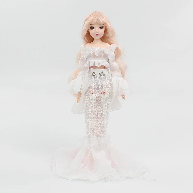 Pisces 1/6 BJD кукла MMGirl 12 созвездий серии рыбы, боди с белым платьем русалки и подставкой для куклы - Цвет: Pisces