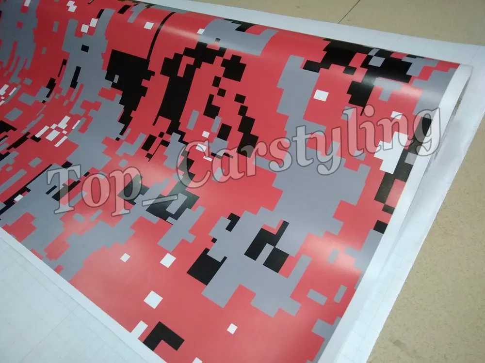 Виниловая пленка для автомобиля красная цифровая камуфляжная с принтом PIXEL Camo