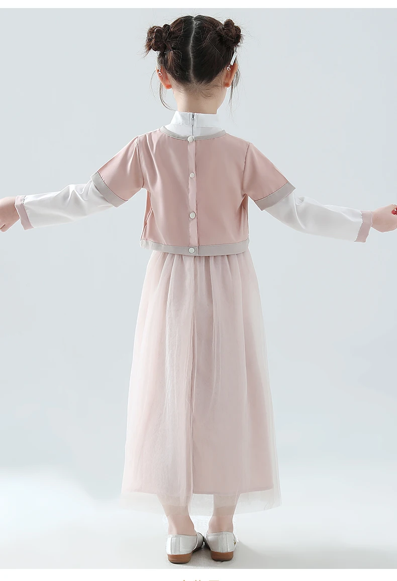 Детские Hanfu костюм для девочки в китайском Стиль со сказочным цветком в стиле династии Тан платье древней китайской и традиционный Hanfu одежда, костюмы для танцев DQL482