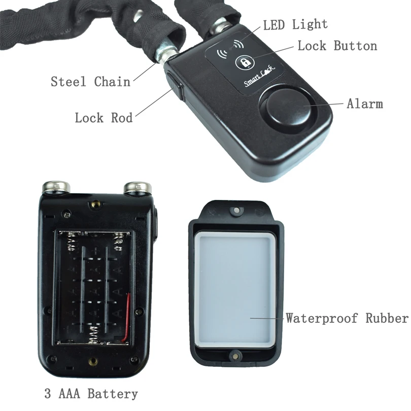 CHCYCLE Блокировка цепи мотоцикла Bluetooth умный Противоугонный замок без ключа с