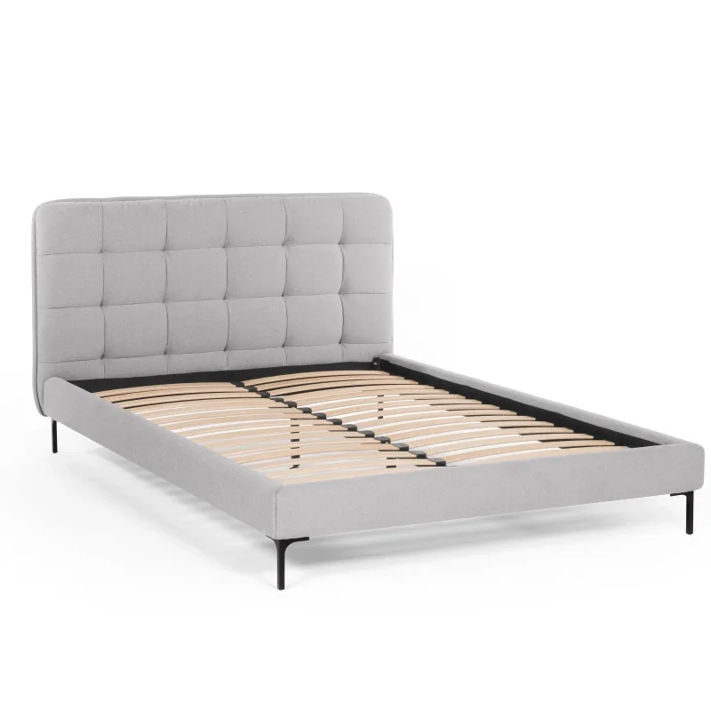 Современный комплект мебели для спальни дешевая серая Мягкая тканевая кровать