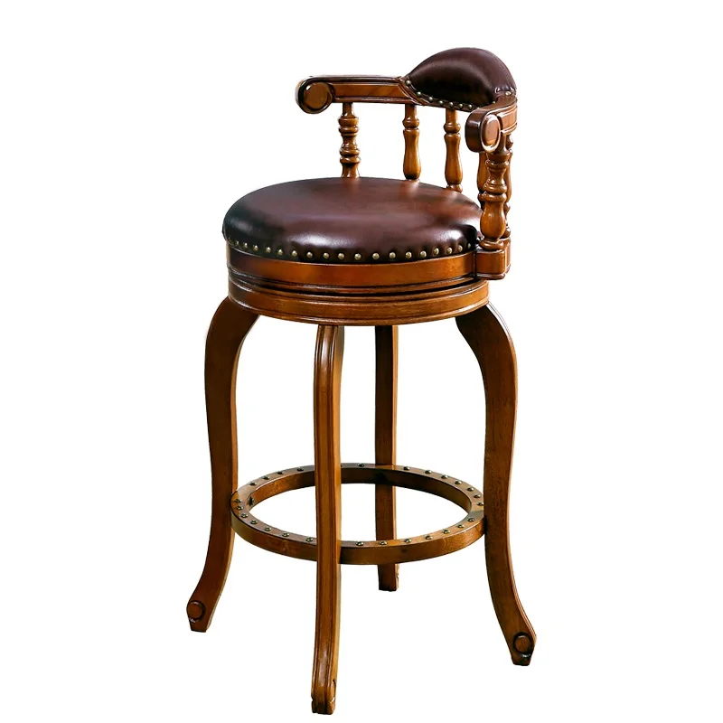 

European Style Modern Simple Leather Bar Chair Home American Style High Bar Stool