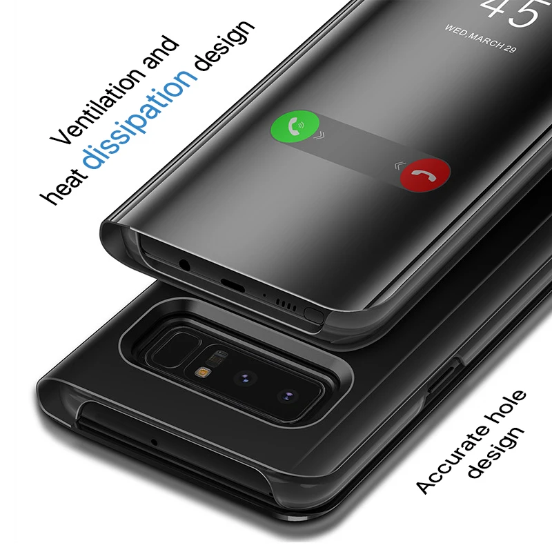 Смарт-зеркало Clear View Флип Чехол для samsung Galaxy J3 J4 J6 J7 2018 Роскошные Стенд кожаный