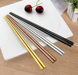 

Free shipping 50 pairs/lot High Grade 304 Stainless Steel Square Chopsticks China Dinnerware 4 Colors