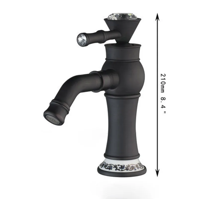 KEMAIDI Поворотный смеситель для раковины из черной бронзы с одной алмазной ручкой| |