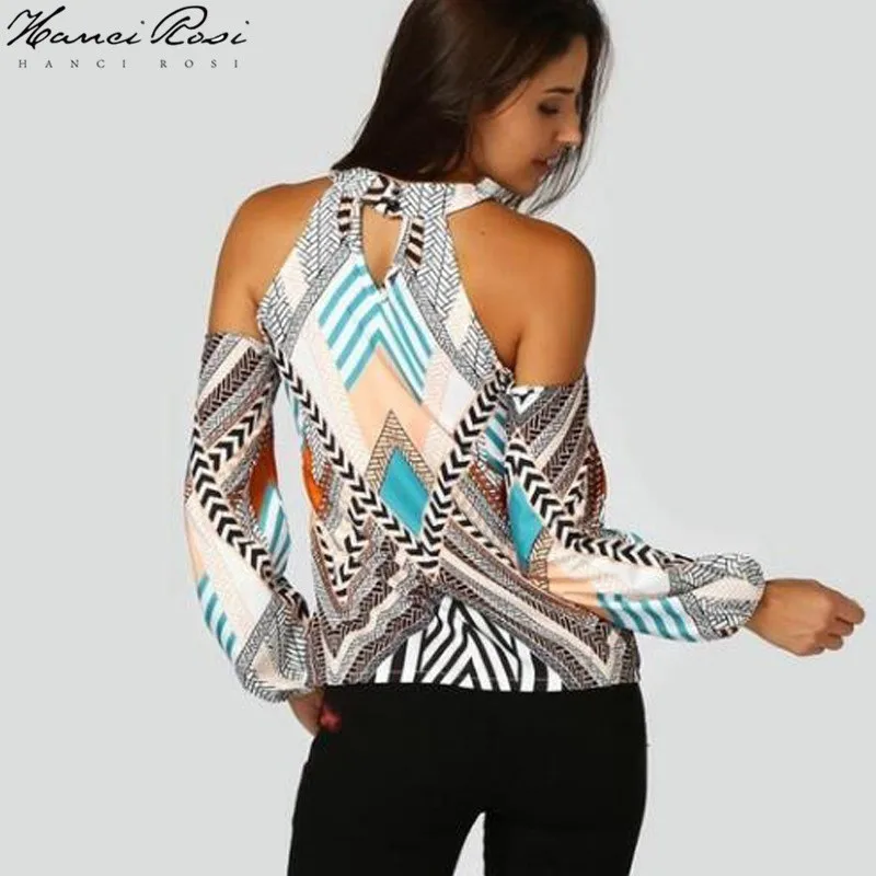 HANCI ROSI Womens Tops And Blouses Woman 2019 Dames Top Blouse Women Shirt Blusas Halter Collar Hollowout Loose Streetwear |