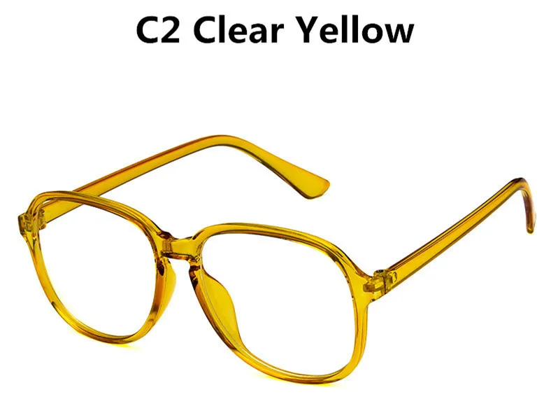 C2 Yellow Прозрачные розовые очки, оправа для женщин, негабаритные одноцветные супер милые очки, прозрачные линзы, очки для глаз - Цвет оправы: C2 Yellow