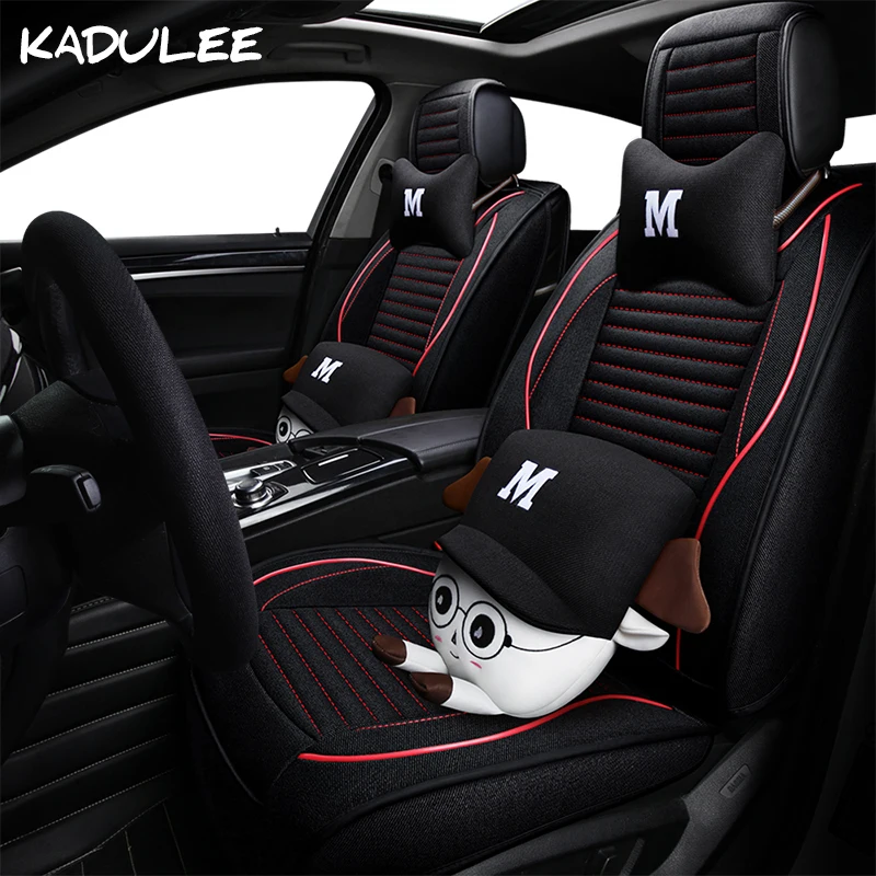 KADULEE льняные автомобильные чехлы для сидений для lada granta priora kalina largus xray для lada 2114 renault logan автомобильные аксессуары для укладки
